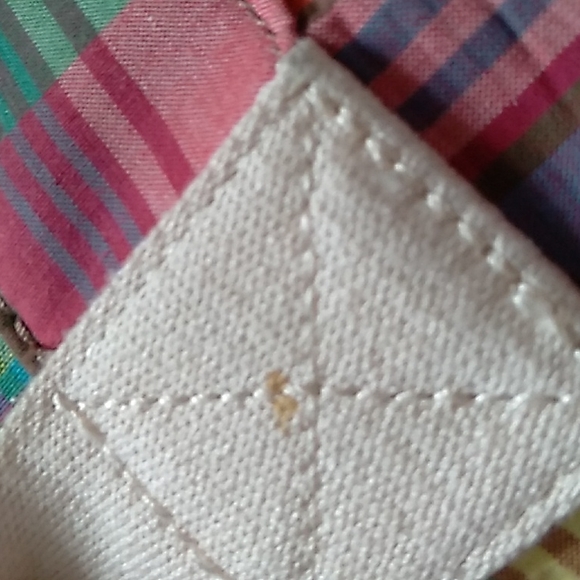 VTG Tommy Hilfiger fabric tote in red/green/yellow and blue plaid - Picture 4 of 8